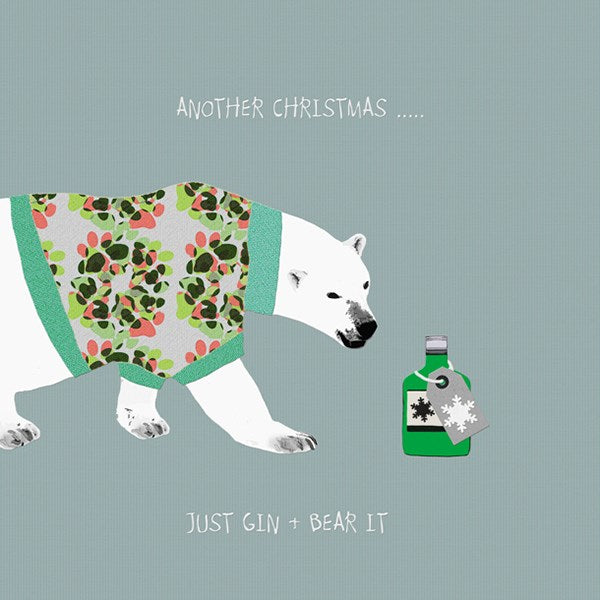 "Just Gin and Bear It" Polar Bear Christmas Greeting Card