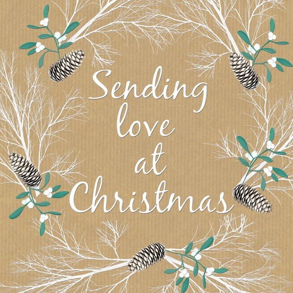 "Sending Love at Christmas" Pinecones Christmas Greeting Card
