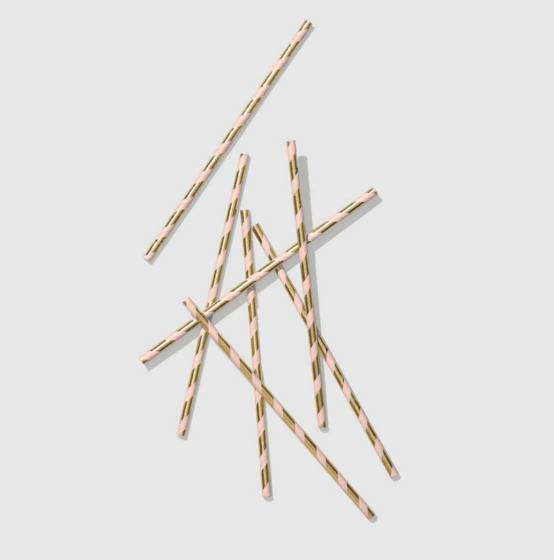 Pink and Gold Paper Straws | Le Petite Putti Party Supplies