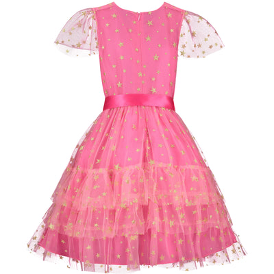 Holly Hastie Cinderella Bright Pink Star Tulle Girls Party Dress