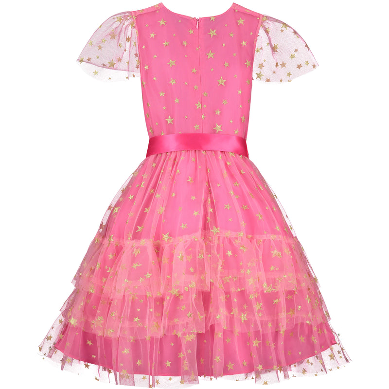 Holly Hastie Cinderella Bright Pink Star Tulle Girls Party Dress