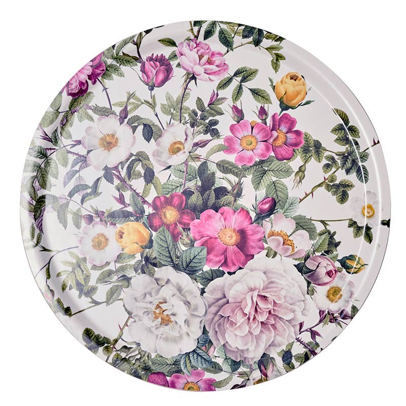Rose Flower Garden round serving tray