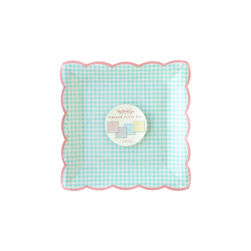Pastel Gingham Paper Plates