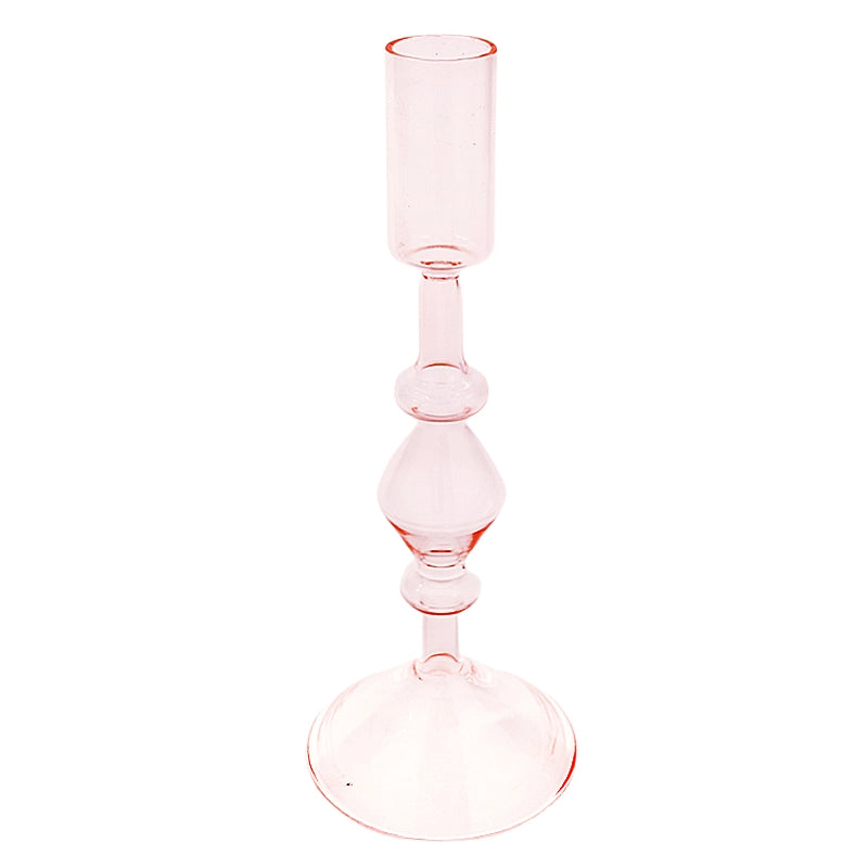 Blush Pink Glass Candle Holder - Large | Putti Fine Furnishings Canada