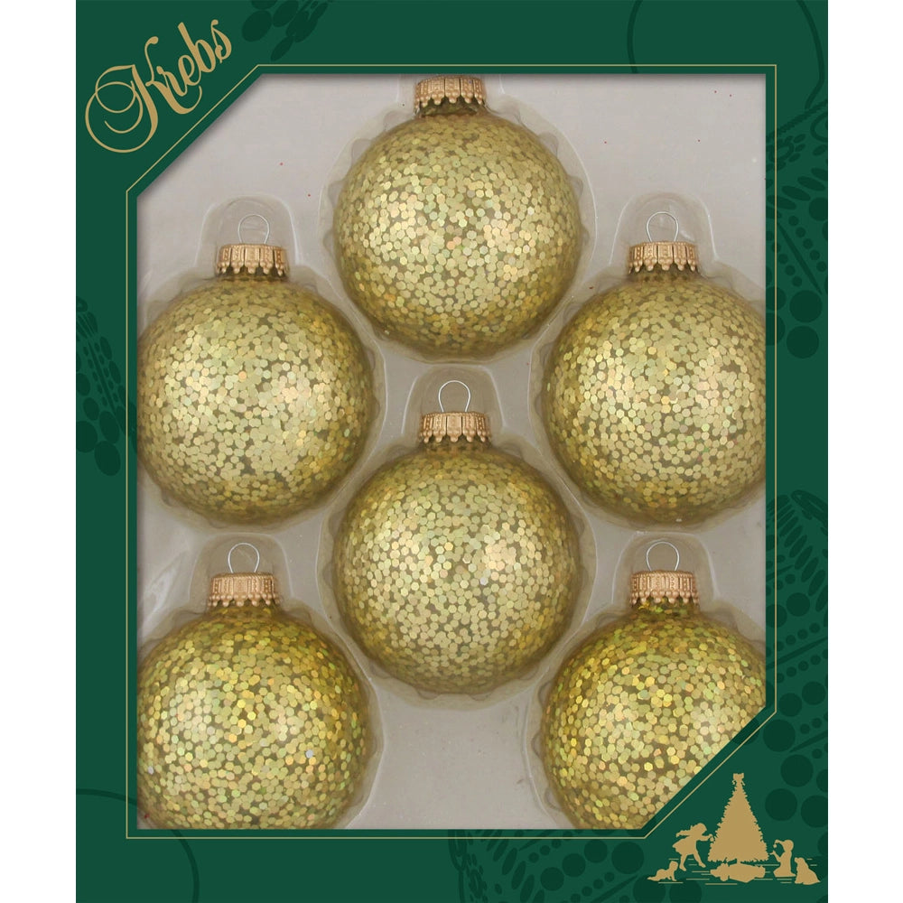 Gold Spangle Glass Ball Ornaments - Set of 6 | Putti Christmas Canada 