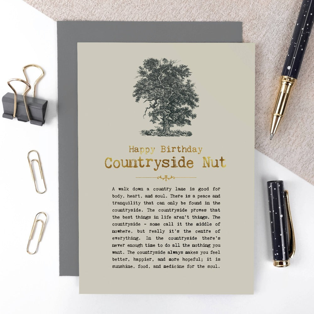 Coulson Macleod Countryside Nut Foiled Birthday Card | Putti Fine Furnishings