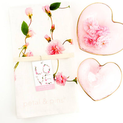 Love Floral Design Linen Tea Towel | Putti Fine Furnishings