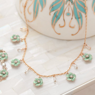 Lovett & Co. Small Rose Necklace in Mint  Enamel | Putti Fine Fashions