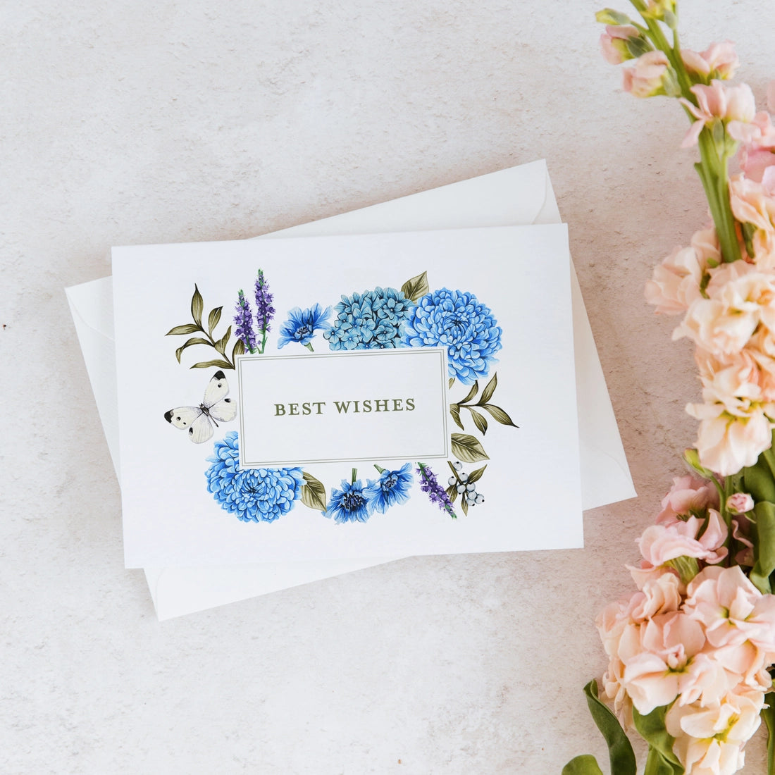 Summer Floral Watercolour "Best Wishes" Greeting Card