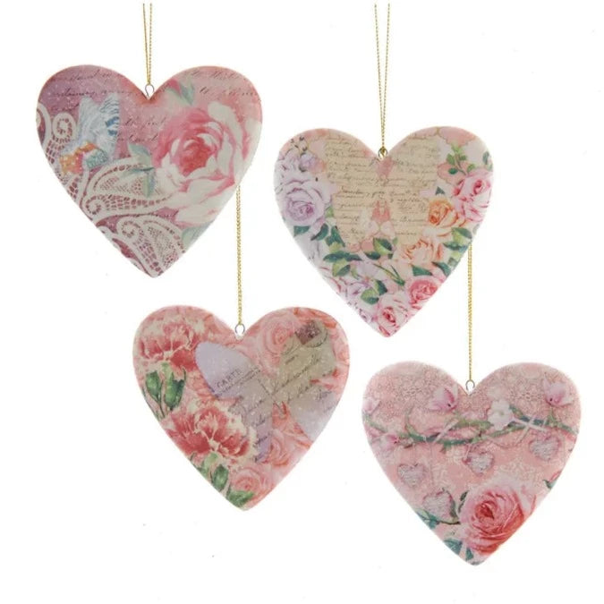 Kurt Adler Boho Chic Flower Heart Ornament