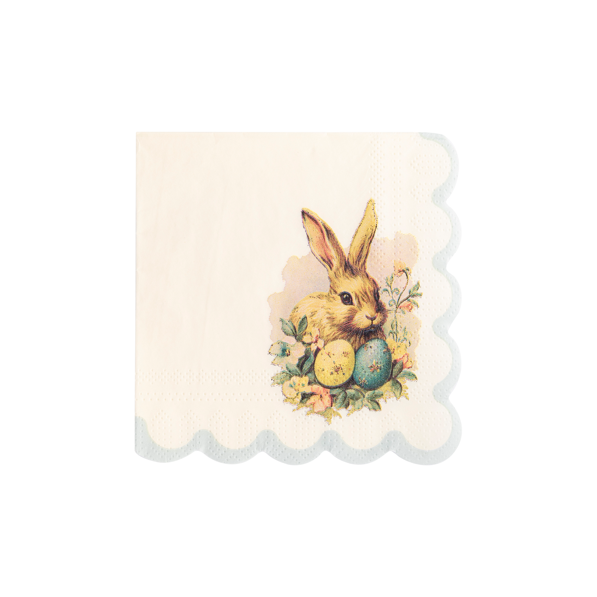 Vintage Easter Bunny Scallop Paper Cocktail Napkin