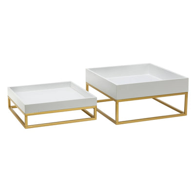 Square White and Gold Display Stands | Putti Fine Furnishings Canada