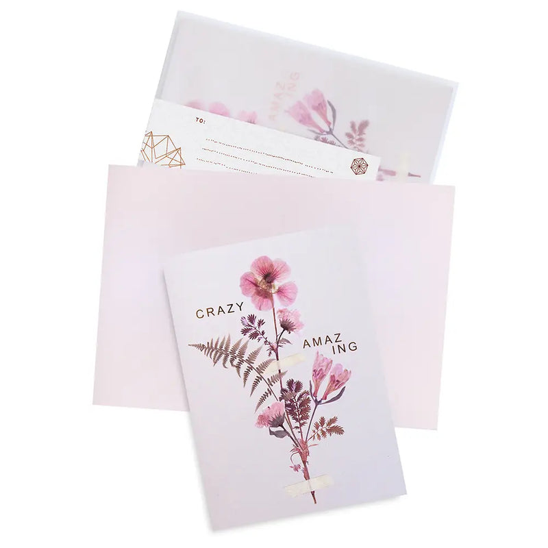 Pink Petals " Crazy Amazing" Greeting Card