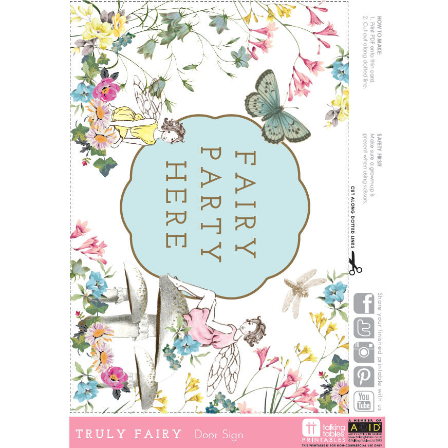 "Truly Fairy" Free Printable - Door Sign, TT-Talking Tables, Putti Fine Furnishings