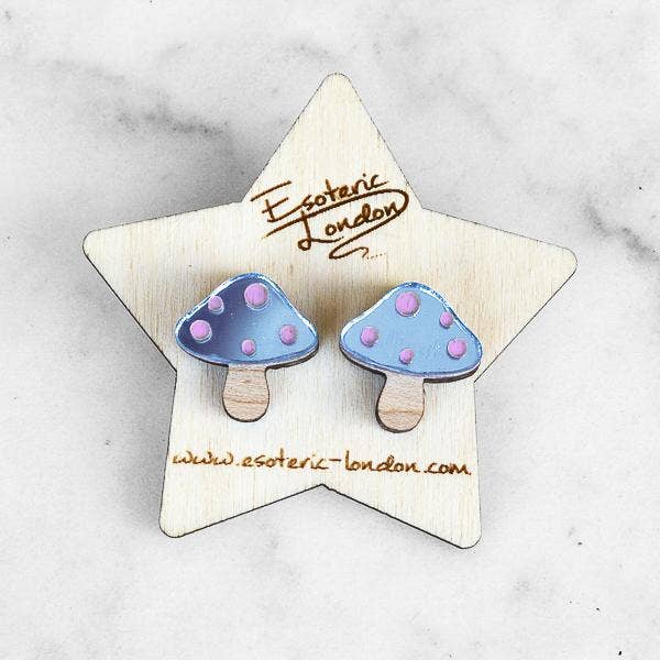 Esoteric London Jewellery - Toadstool Stud Earrings - Blue
