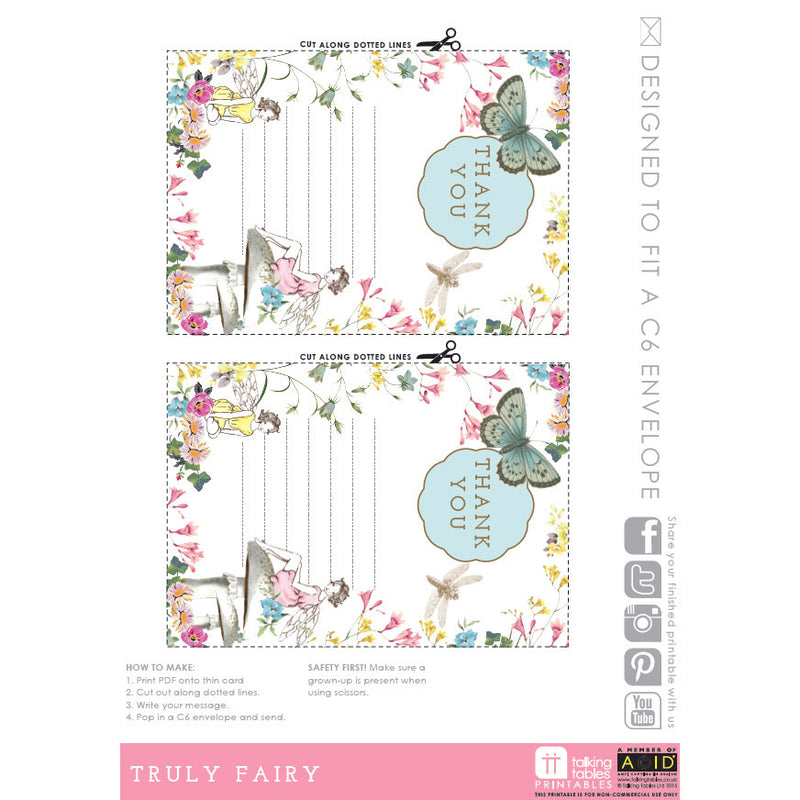  "Truly Fairy" Free Printable - Thank You Cards, TT-Talking Tables, Putti Fine Furnishings