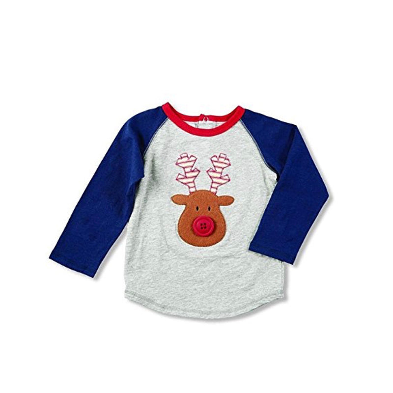 Mud Pie Button Nose Reindeer T Shirt, MP-Mud Pie, Putti Fine Furnishings