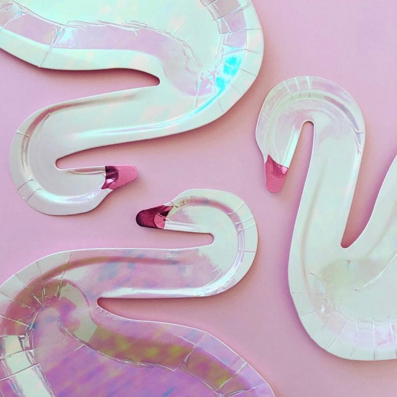 Meri Meri Iridescent Swan Paper Plates, MM-Meri Meri UK, Putti Fine Furnishings