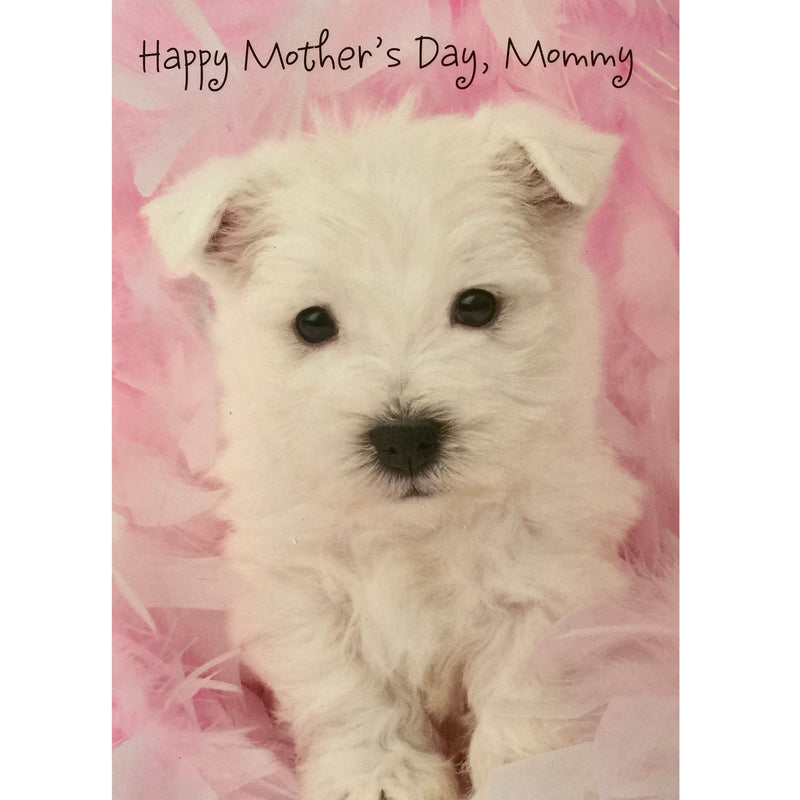 "Happy Mother's Day, Mommy" White Puppy Greeting Card