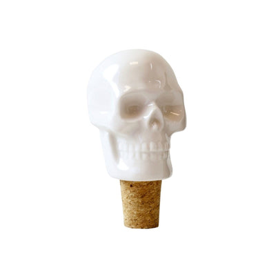 Invotis White Ceramic Skull Bottle Stopper - Putti Fine Furnishings Canada