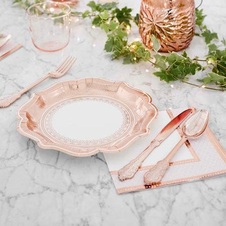Party Porcelain Rose Gold Paper Plates | Putti Celebrations