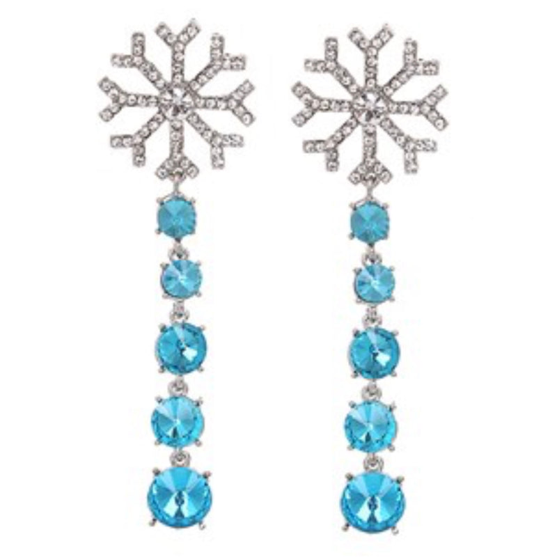 Crystal Snowflake with Aqua Drops Earrings  | Putti Fine Fashions