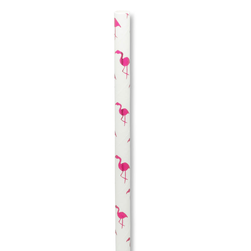 Straws with Pink Flamingos - Box of 100