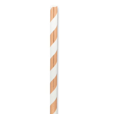 Straws with Rose Gold & White Stripes - Box of 100  | Putti Party Supplies