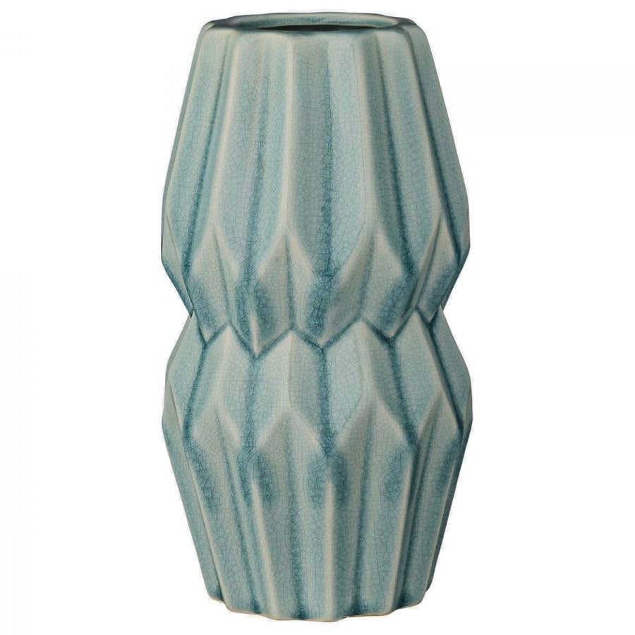 Bloomingville Sky Blue Ceramic Fluted Vase