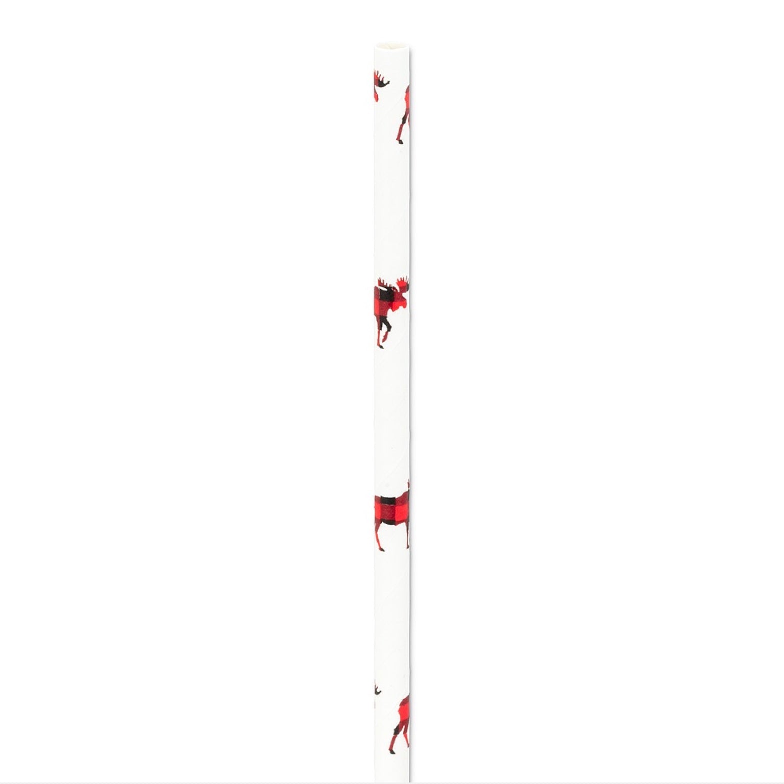 Straws with Buffalo Check Moose Print - Box of 100 | Putti Christmas