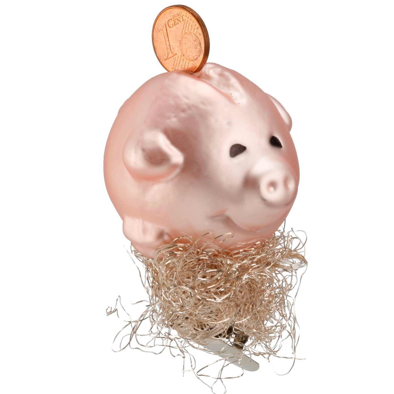 Inge Glass German Savings Pig Glass Ornament | Putti Christmas Canada