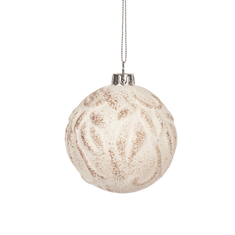 White Stone Glass Ball Ornament | Putti Christmas Decorations