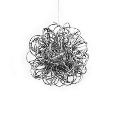 Jim Marvin Glitter Wire  Ball Ornament - Silver, JM-Jim Marvin, Putti Fine Furnishings