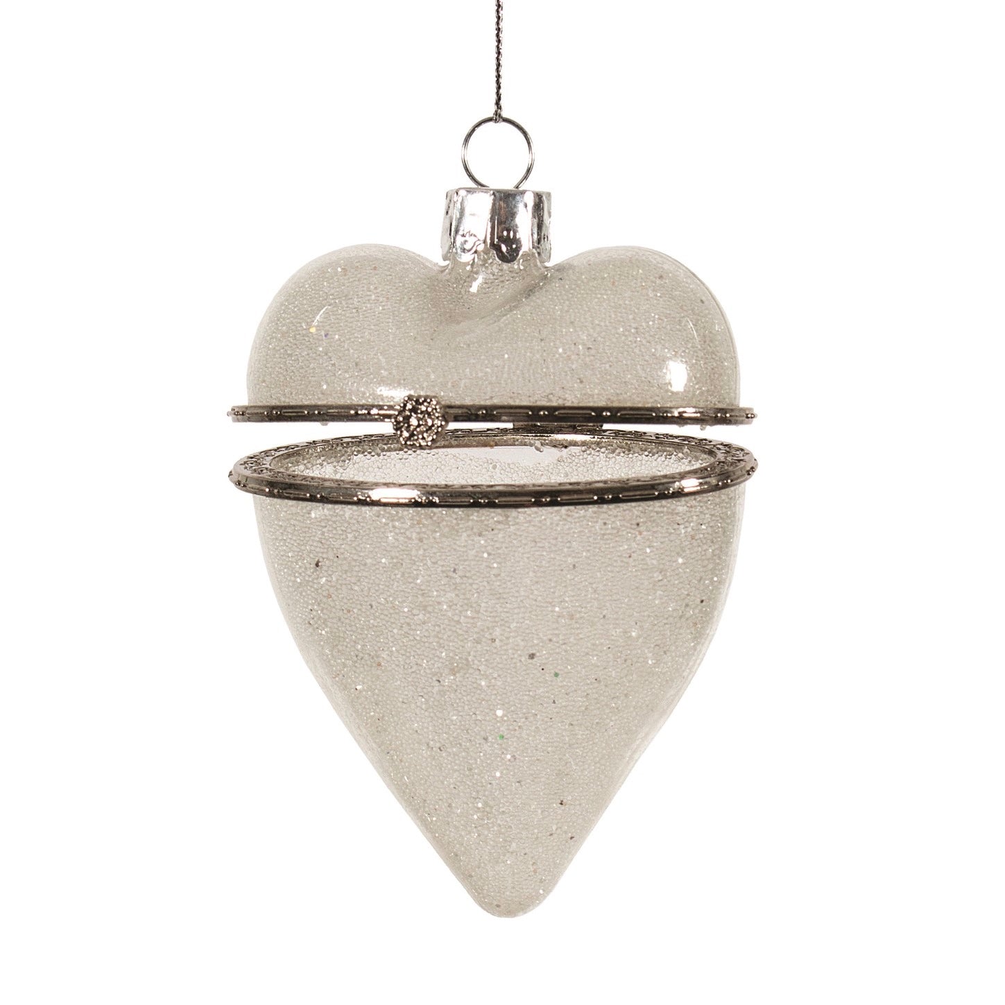 Iced Glass Heart Trinket Box Ornament  | Putti Christmas Decorations
