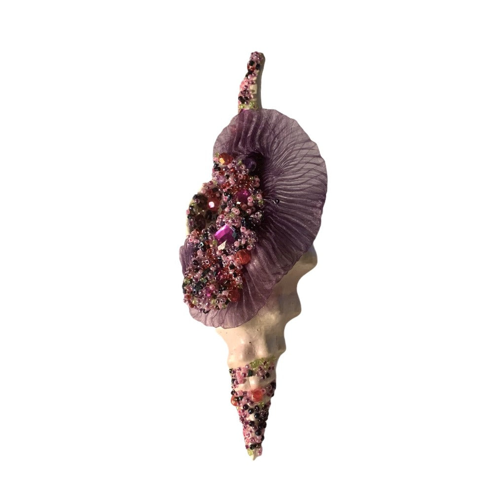 Purple Jewelled Resin Shell Ornament