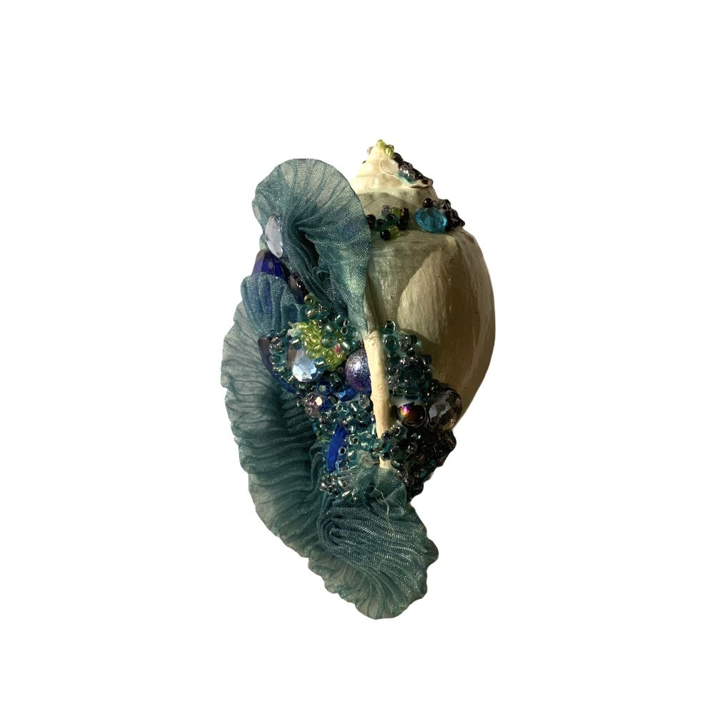 Turquoise Jewelled Resin Shell Ornament