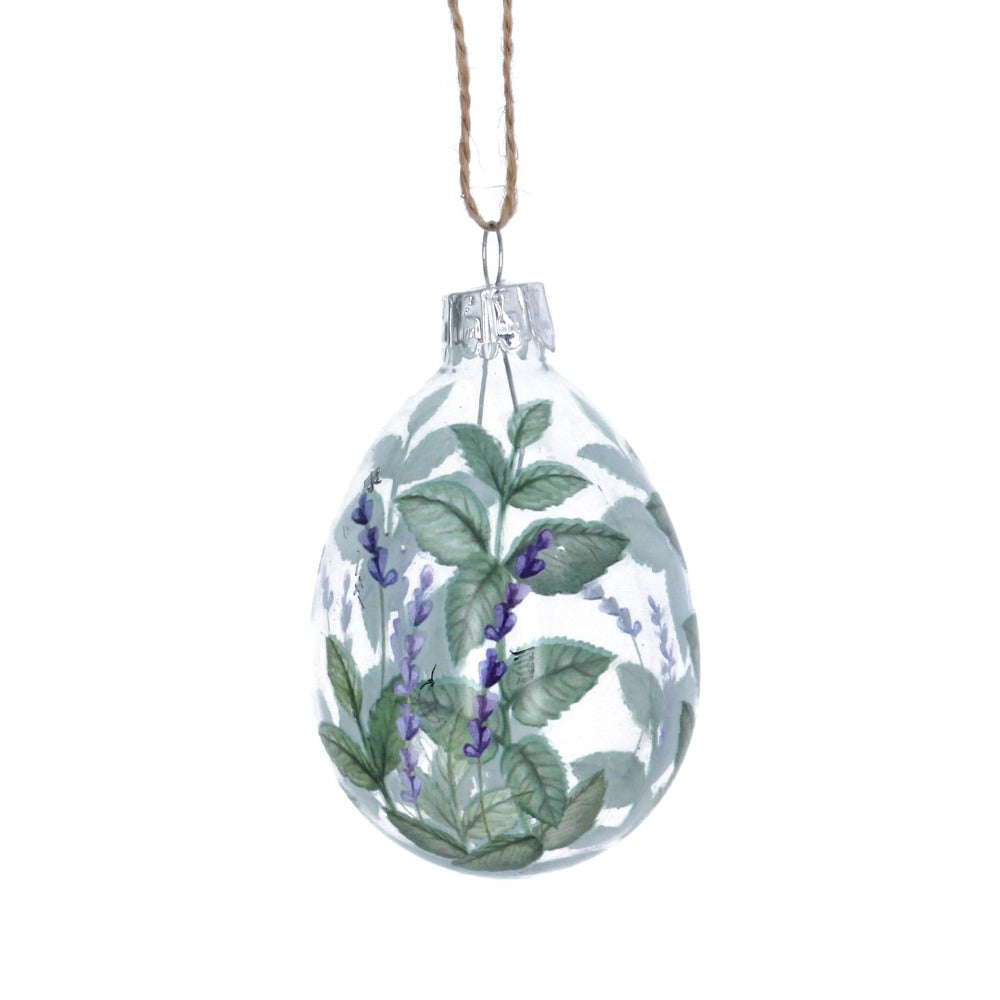 Herb and Lavender Glass Egg Ornament