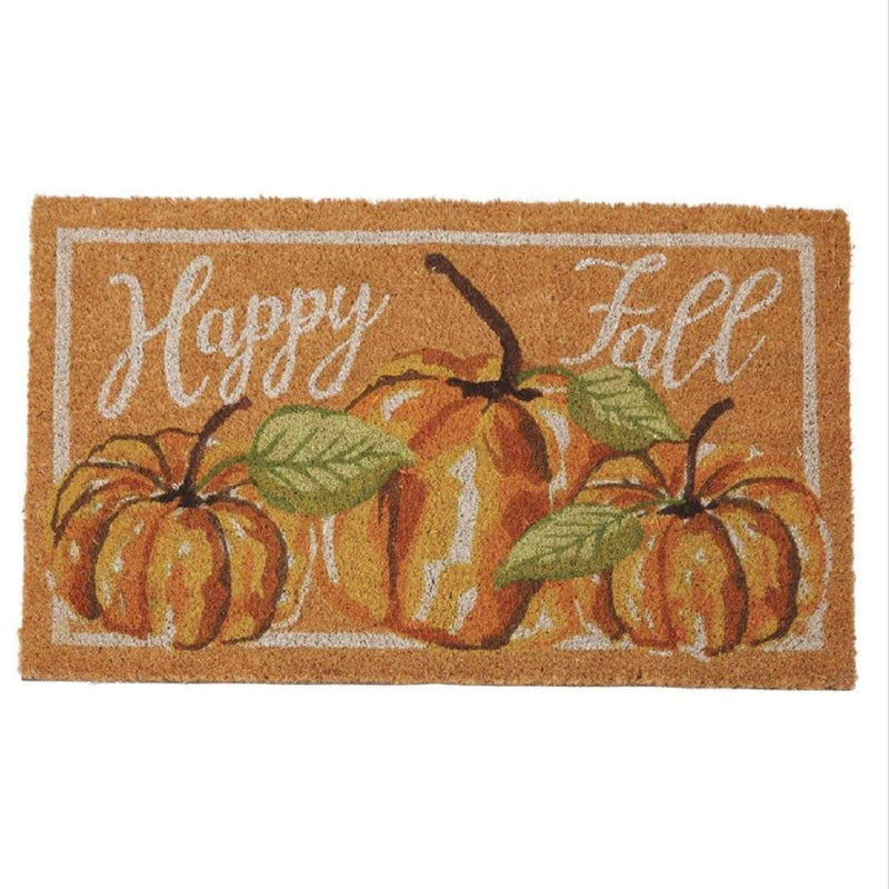 "Happy Fall" Watercolor Pumpkin Doormat