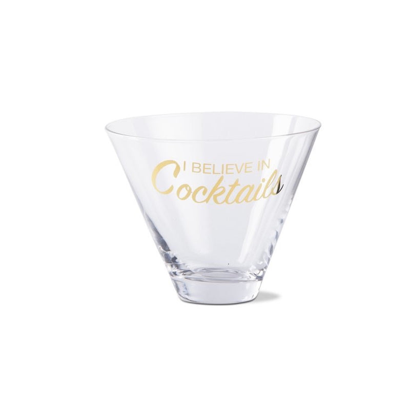 "I Believe in Cocktails" Stemless Martini Glass, TAG-Design Home Associates, Putti Fine Furnishings