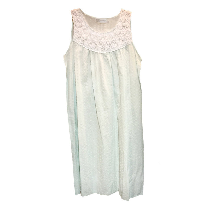 Victoriana "Chelsea" Mint Green Swiss Dot Nightgown, VI-Victoriana Imports, Putti Fine Furnishings