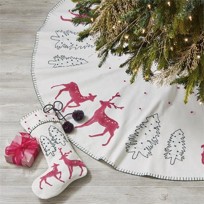 Joyful Tree and Reindeer Christmas Tree Skirt | Putti Christmas Canada