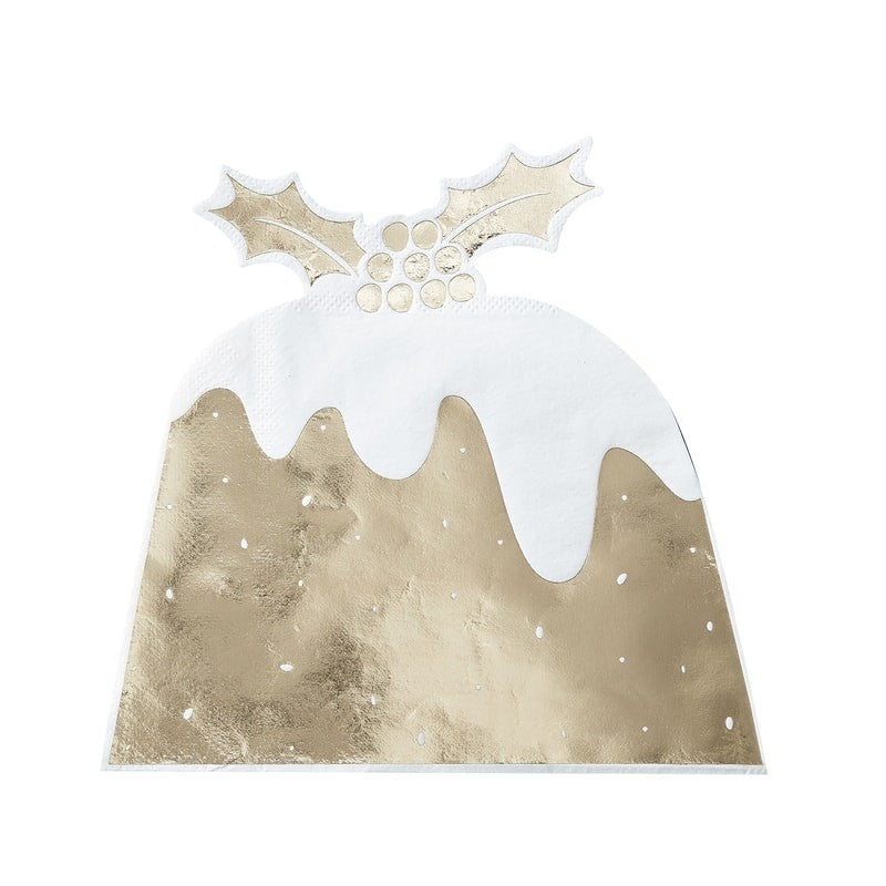 Gold Foiled Christmas Pudding Paper Napkins | Putti Celebrations Canada