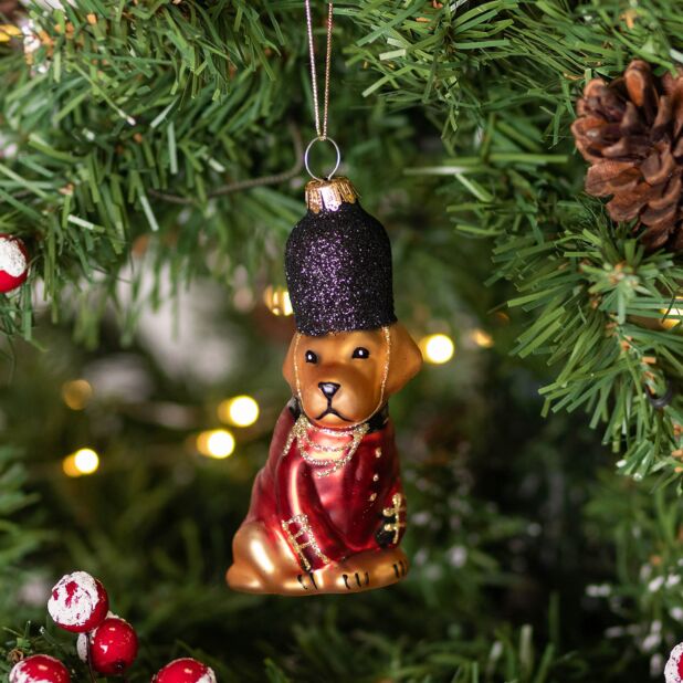 British Dog Soldier Glass Ornament