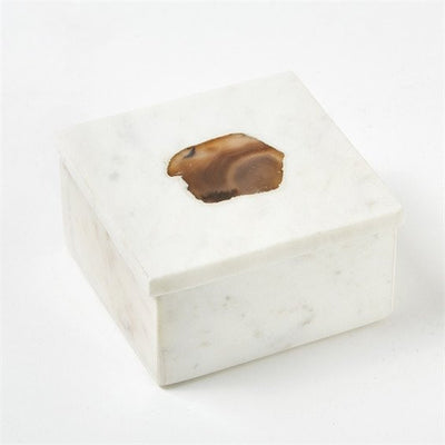 White Marble Boxes set with Agate, TH-Tozai Home, Putti Fine Furnishings