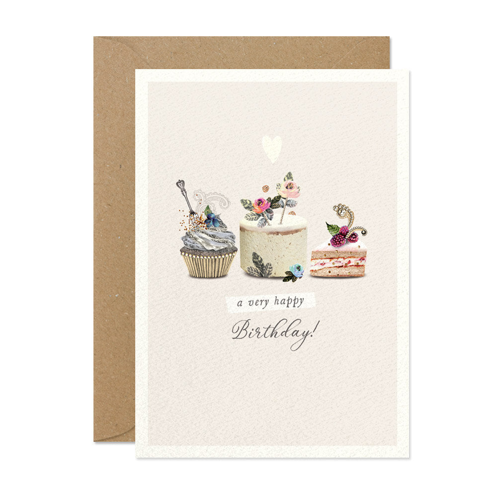 "Happy Birthday" Three Cakes Greeting Card | Putti Celebrations