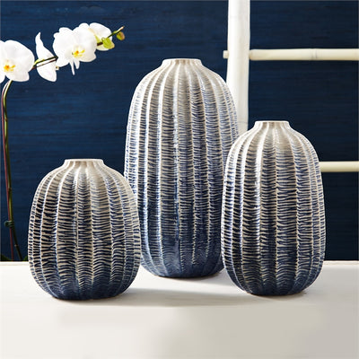 Tozai Zig Zag Blue Ombe Vases, TH-Tozai Home, Putti Fine Furnishings