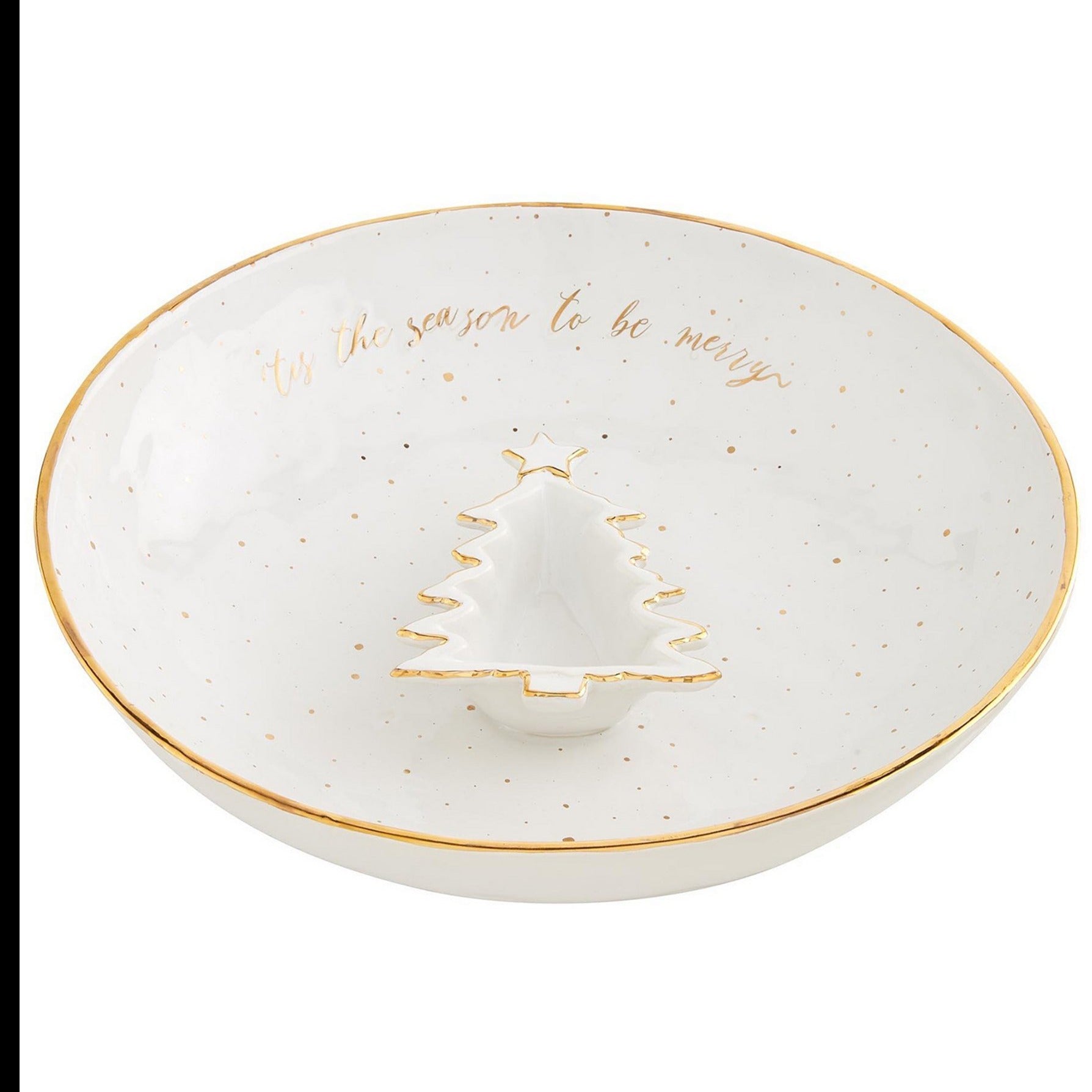 Gold Splatter Christmas Tree Chip and Dip Set