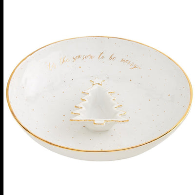 Gold Splatter Christmas Tree Chip and Dip Set