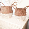 Two Tone White and Natural Tall Baskets, TAG-Design Home Associates, Putti Fine Furnishings