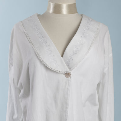 Victoriana "Anna" White Embroidered House Coat, VI-Victoriana Imports, Putti Fine Furnishings